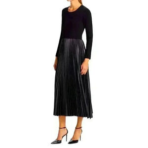 Elie Tahari Black Mixed Media Sweater Dress, New With Tags Retails $395
